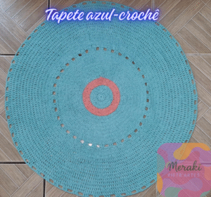 Tapete Azul de Crochê - 84cm - 603g