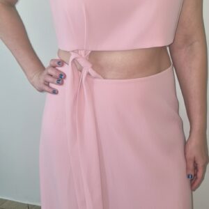 (Novo) Conjunto Blusa Cropped e Saia com Amarração