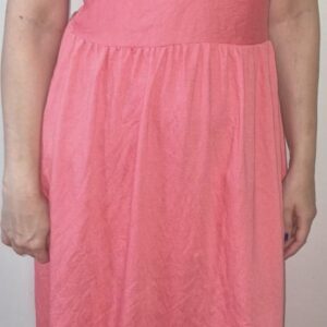 (Novo) Vestido longo rosa salmão com aplicação floral.